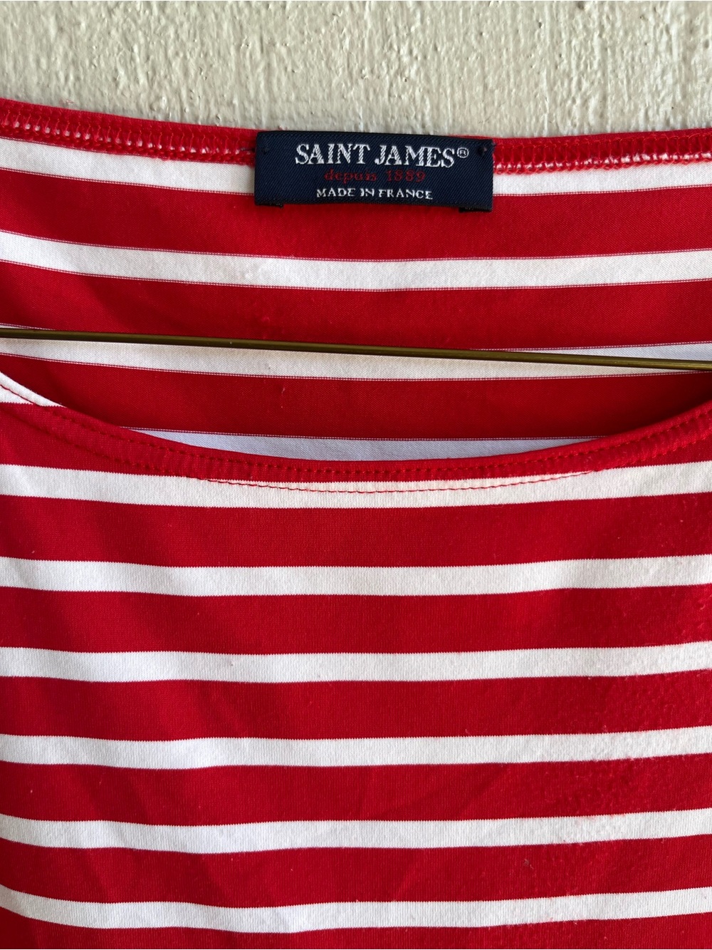 Saint James Etrille Breton T-Shirt in Red White Stripes - Picture 3 of 6